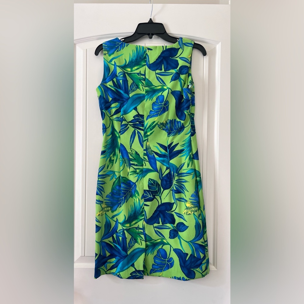 Vintage John Roberts Size 6 Hawaiian Tropical Green Blue Vacation Womens Dress - Picture 4 of 6